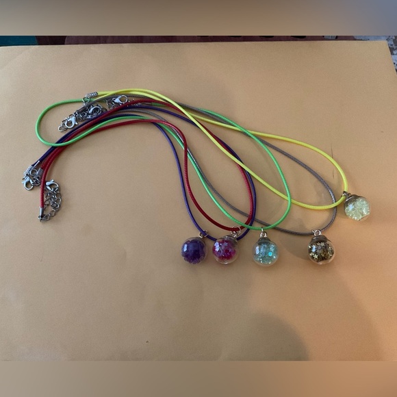 Beautiful glass globe pendants, Set of five, 22” - Picture 1 of 2